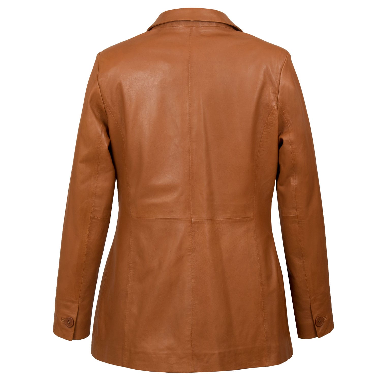 Beth Women's Cognac Fitted Leather Blazer Hidepark Leather