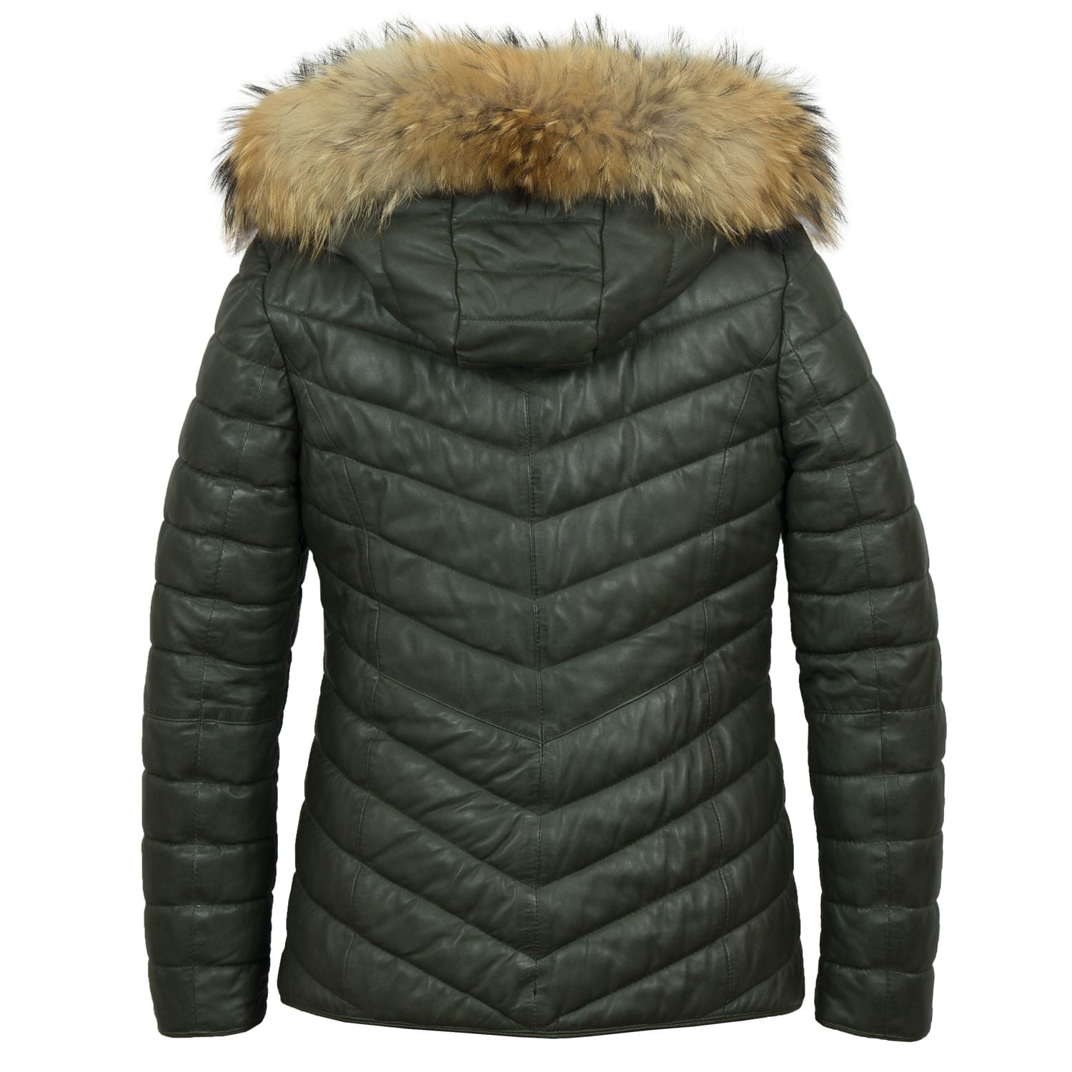 Daisy Women's Green Leather Padded Coat Hidepark Leather