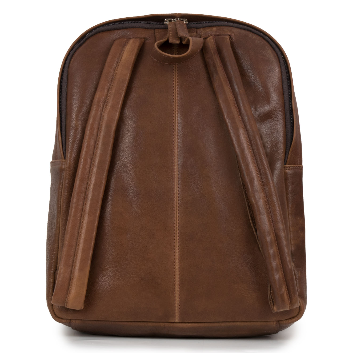 cognac leather backpack