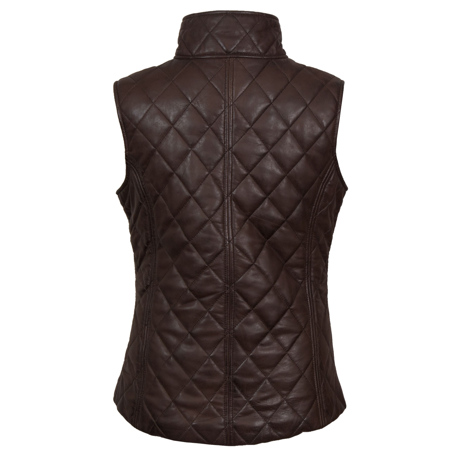 Alexis Women's Brown Quilted Leather Gilet Hidepark Leather