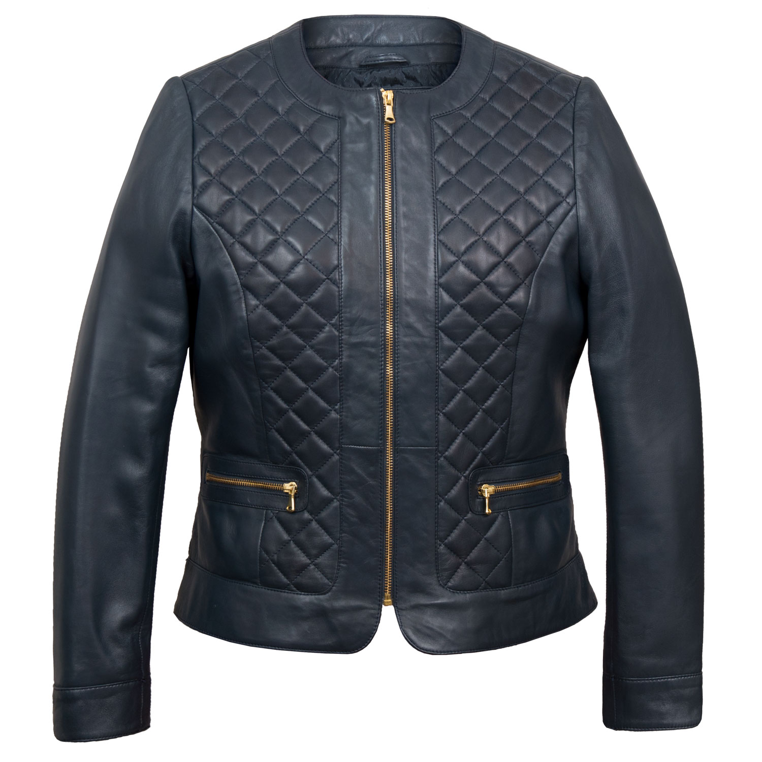 Annie Women's Blue Quilted Leather Jacket Hidepark Leather