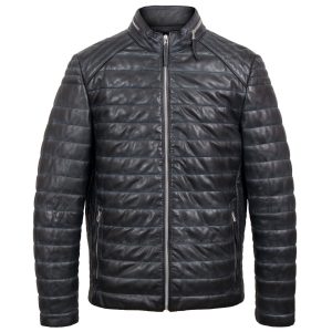 grey leather mens jacket